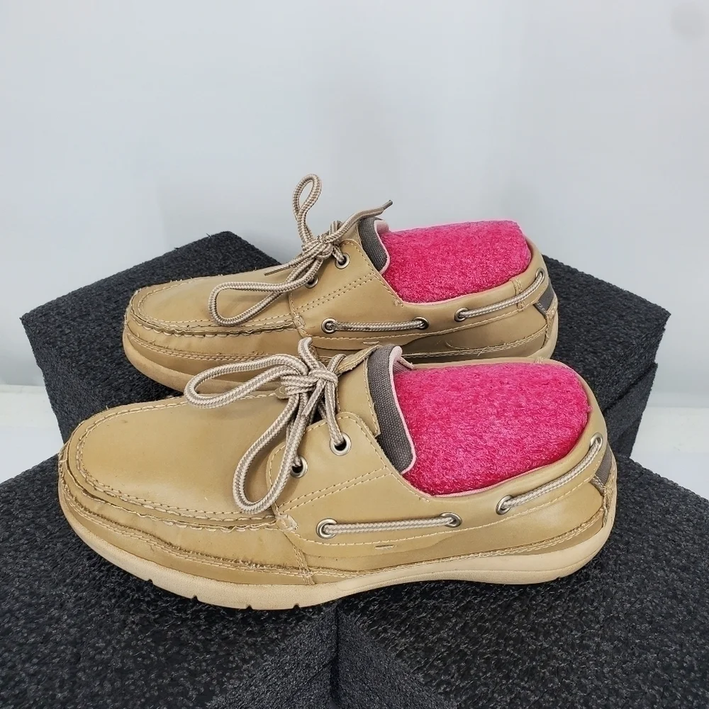 Jarman Classic Men's Boat Shoes Size 8 Tan Khaki All Man Made Deck Shoe Loafer